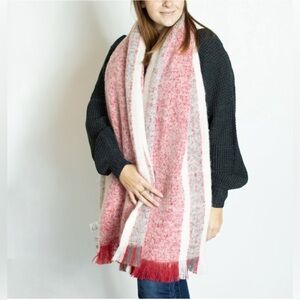 Free People Red Combo Blanket Scarf